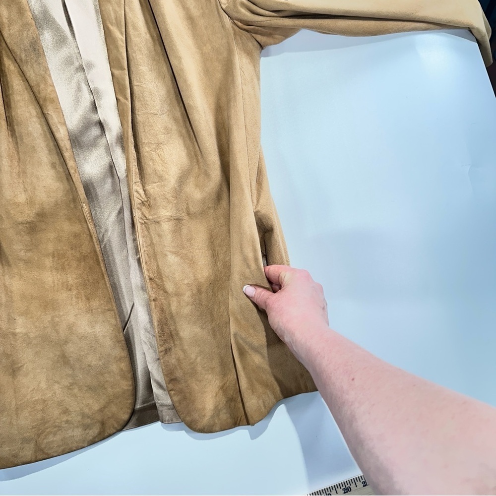 Lady Scully vintage boho suede open front jacket tan size 10 - Picture 14 of 15